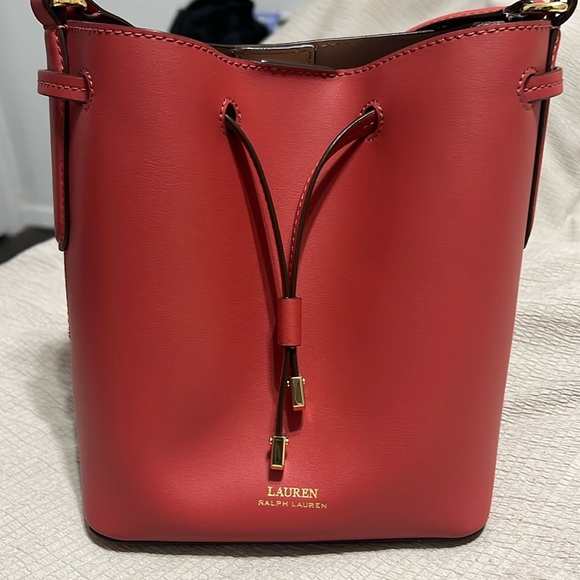 Ralph Lauren Debby Drawstring Bucket Bag - Reddish Pink - Picture 1 of 7